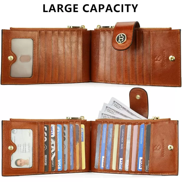 BOSTANTEN Leather Wallets for Women RFID Blocking Slim Bofild Purse Card Holder with Zipper Pocket