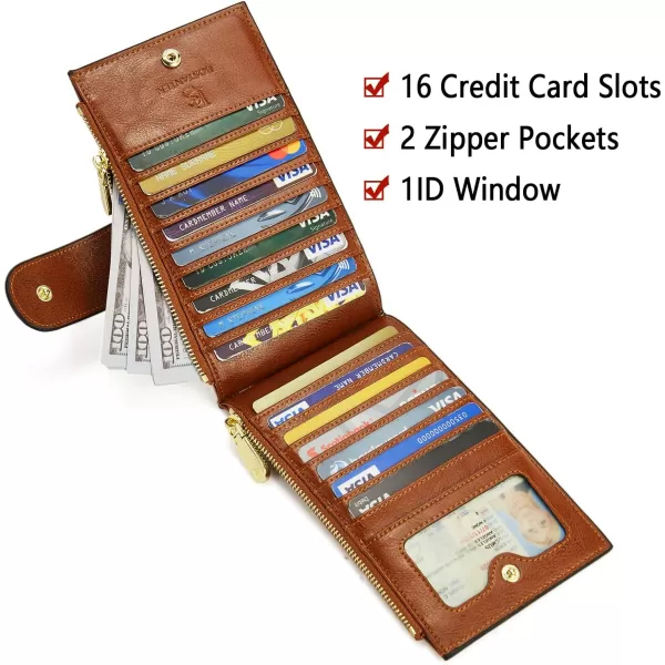 BOSTANTEN Leather Wallets for Women RFID Blocking Slim Bofild Purse Card Holder with Zipper Pocket