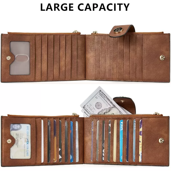 BOSTANTEN Leather Wallets for Women RFID Blocking Slim Bofild Purse Card Holder with Zipper Pocket