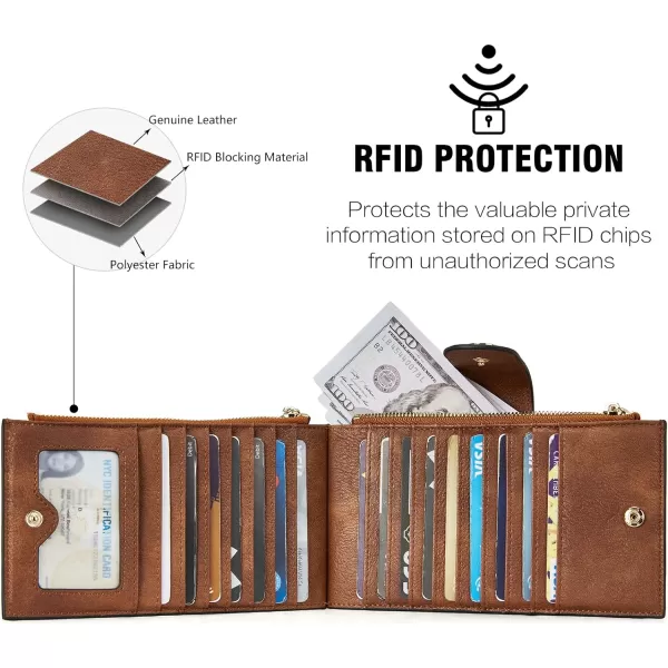 BOSTANTEN Leather Wallets for Women RFID Blocking Slim Bofild Purse Card Holder with Zipper Pocket