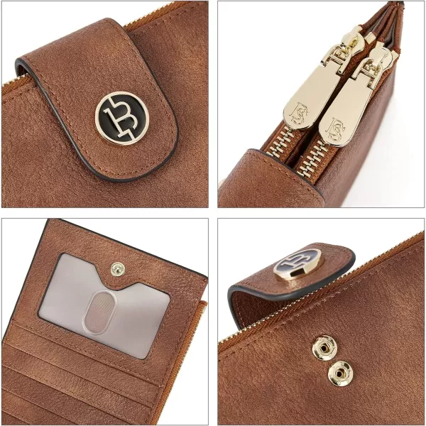BOSTANTEN Leather Wallets for Women RFID Blocking Slim Bofild Purse Card Holder with Zipper Pocket