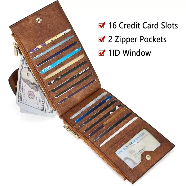 BOSTANTEN Leather Wallets for Women RFID Blocking Slim Bofild Purse Card Holder with Zipper Pocket