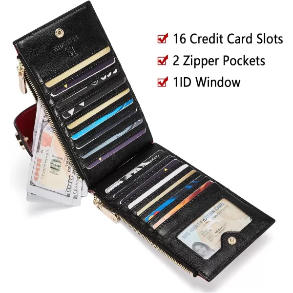 BOSTANTEN Leather Wallets for Women RFID Blocking Slim Bofild Purse Card Holder with Zipper Pocket