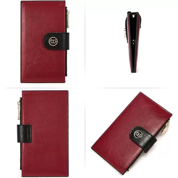 BOSTANTEN Leather Wallets for Women RFID Blocking Slim Bofild Purse Card Holder with Zipper Pocket