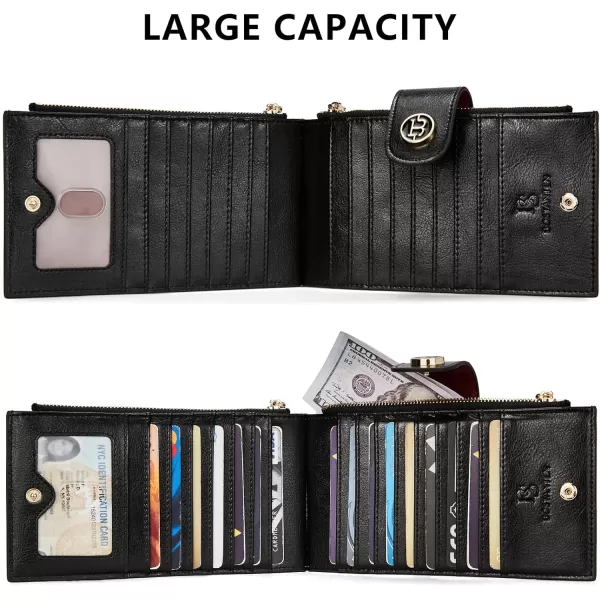BOSTANTEN Leather Wallets for Women RFID Blocking Slim Bofild Purse Card Holder with Zipper Pocket