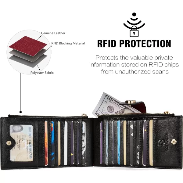 BOSTANTEN Leather Wallets for Women RFID Blocking Slim Bofild Purse Card Holder with Zipper Pocket