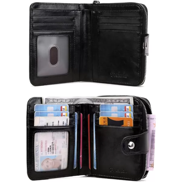 BOSTANTEN Leather Wallets for Women RFID Blocking Zipper Pocket Small Bifold Wallet Card Case