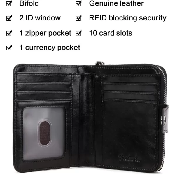 BOSTANTEN Leather Wallets for Women RFID Blocking Zipper Pocket Small Bifold Wallet Card Case