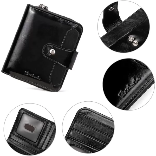 BOSTANTEN Leather Wallets for Women RFID Blocking Zipper Pocket Small Bifold Wallet Card Case