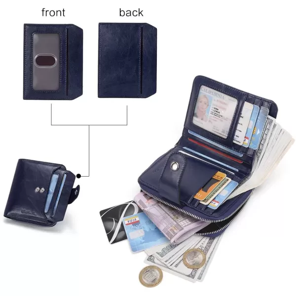 BOSTANTEN Leather Wallets for Women RFID Blocking Zipper Pocket Small Bifold Wallet Card Case