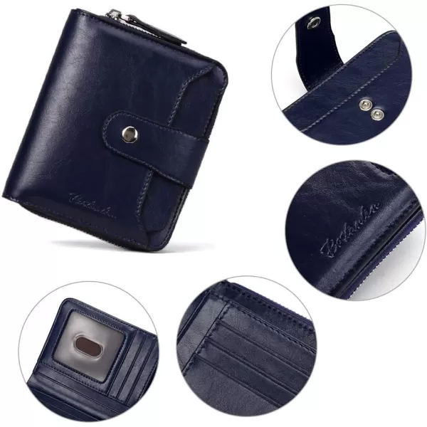 BOSTANTEN Leather Wallets for Women RFID Blocking Zipper Pocket Small Bifold Wallet Card Case