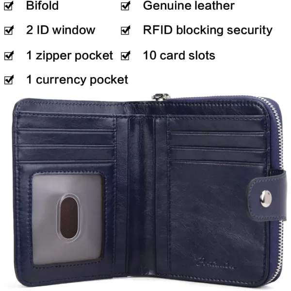 BOSTANTEN Leather Wallets for Women RFID Blocking Zipper Pocket Small Bifold Wallet Card Case