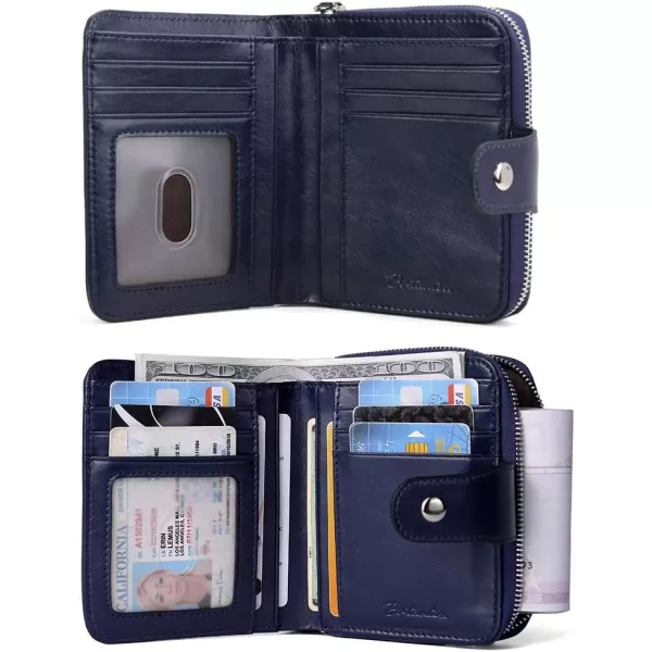 BOSTANTEN Leather Wallets for Women RFID Blocking Zipper Pocket Small Bifold Wallet Card Case