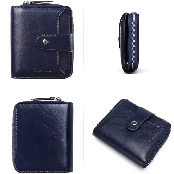 BOSTANTEN Leather Wallets for Women RFID Blocking Zipper Pocket Small Bifold Wallet Card Case