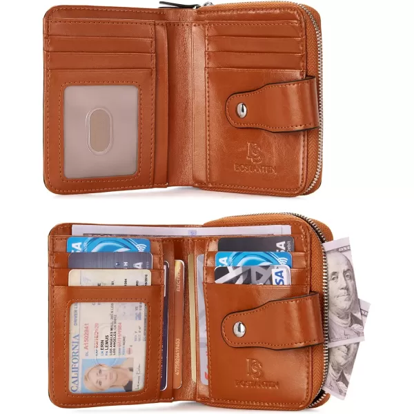 BOSTANTEN Leather Wallets for Women RFID Blocking Zipper Pocket Small Bifold Wallet Card Case