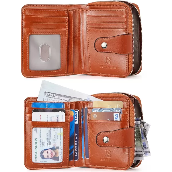 BOSTANTEN Leather Wallets for Women RFID Blocking Zipper Pocket Small Bifold Wallet Card Case