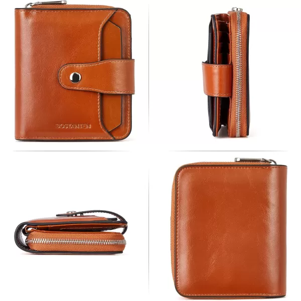 BOSTANTEN Leather Wallets for Women RFID Blocking Zipper Pocket Small Bifold Wallet Card Case