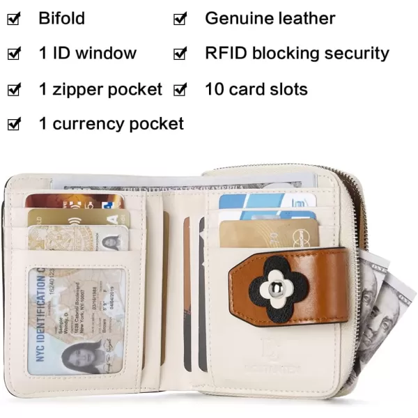BOSTANTEN Leather Wallets for Women RFID Blocking Zipper Pocket Small Bifold Wallet Card Case