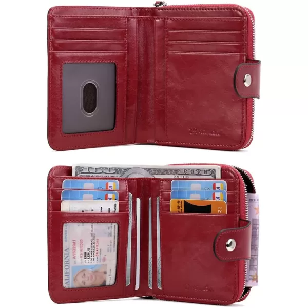 BOSTANTEN Leather Wallets for Women RFID Blocking Zipper Pocket Small Bifold Wallet Card Case