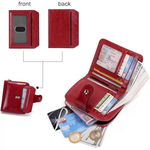 BOSTANTEN Leather Wallets for Women RFID Blocking Zipper Pocket Small Bifold Wallet Card Case