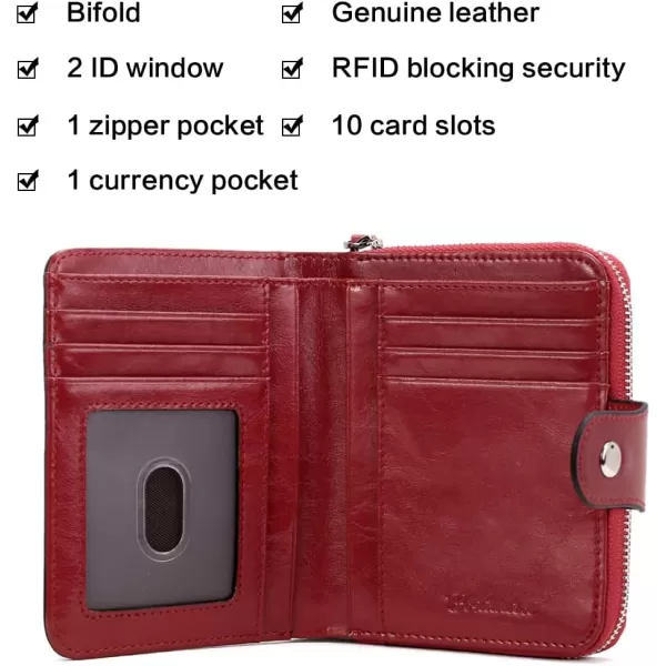 BOSTANTEN Leather Wallets for Women RFID Blocking Zipper Pocket Small Bifold Wallet Card Case