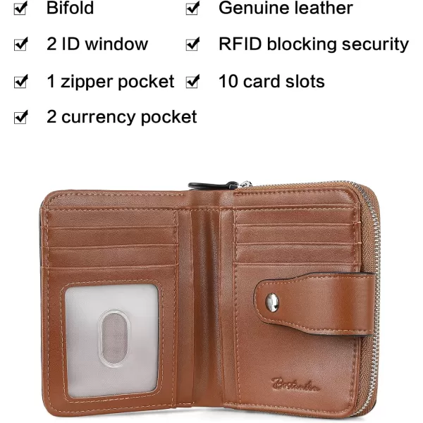 BOSTANTEN Leather Wallets for Women RFID Blocking Zipper Pocket Small Bifold Wallet Card Case
