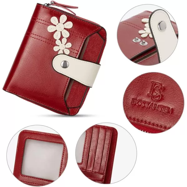 BOSTANTEN Leather Wallets for Women RFID Blocking Zipper Pocket Small Bifold Wallet Card Case