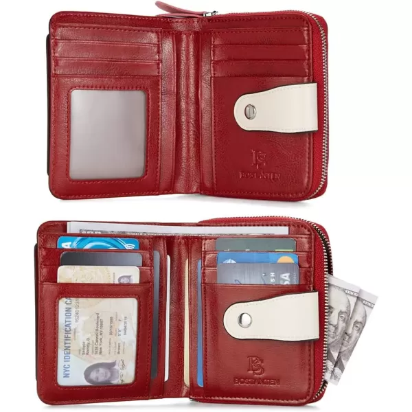 BOSTANTEN Leather Wallets for Women RFID Blocking Zipper Pocket Small Bifold Wallet Card Case