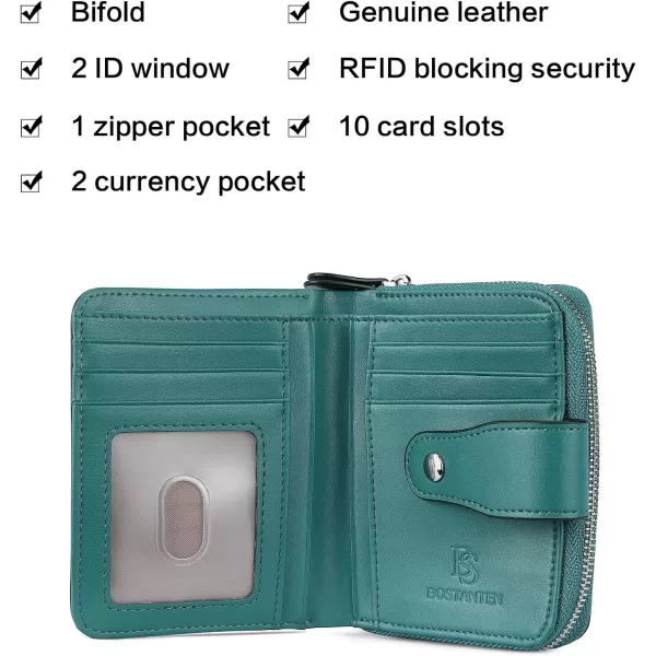 BOSTANTEN Leather Wallets for Women RFID Blocking Zipper Pocket Small Bifold Wallet Card Case