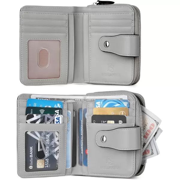 BOSTANTEN Leather Wallets for Women RFID Blocking Zipper Pocket Small Bifold Wallet Card Case