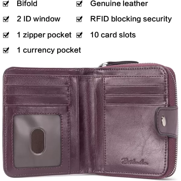 BOSTANTEN Leather Wallets for Women RFID Blocking Zipper Pocket Small Bifold Wallet Card Case