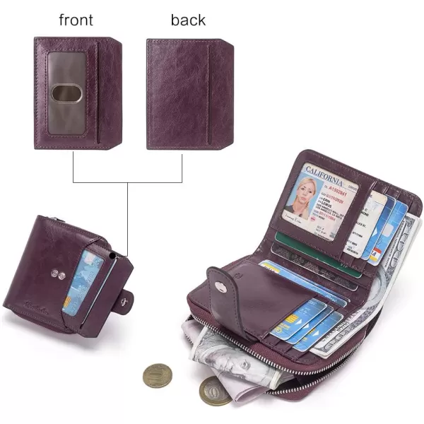 BOSTANTEN Leather Wallets for Women RFID Blocking Zipper Pocket Small Bifold Wallet Card Case