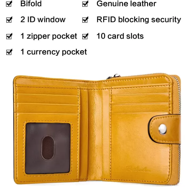 BOSTANTEN Leather Wallets for Women RFID Blocking Zipper Pocket Small Bifold Wallet Card Case