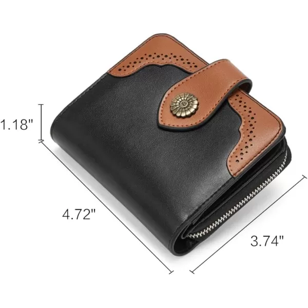 BOSTANTEN Leather Wallets for Women RFID Blocking Zipper Pocket Small Bifold Wallet Card Case