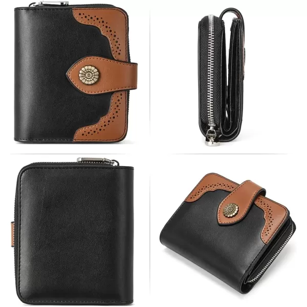 BOSTANTEN Leather Wallets for Women RFID Blocking Zipper Pocket Small Bifold Wallet Card Case