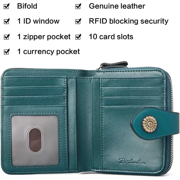 BOSTANTEN Leather Wallets for Women RFID Blocking Zipper Pocket Small Bifold Wallet Card Case