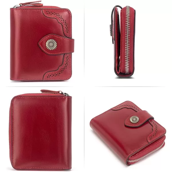 BOSTANTEN Leather Wallets for Women RFID Blocking Zipper Pocket Small Bifold Wallet Card Case