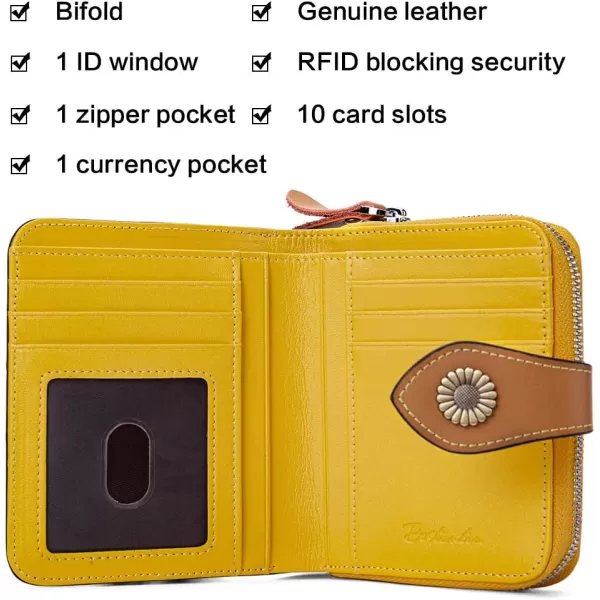 BOSTANTEN Leather Wallets for Women RFID Blocking Zipper Pocket Small Bifold Wallet Card Case