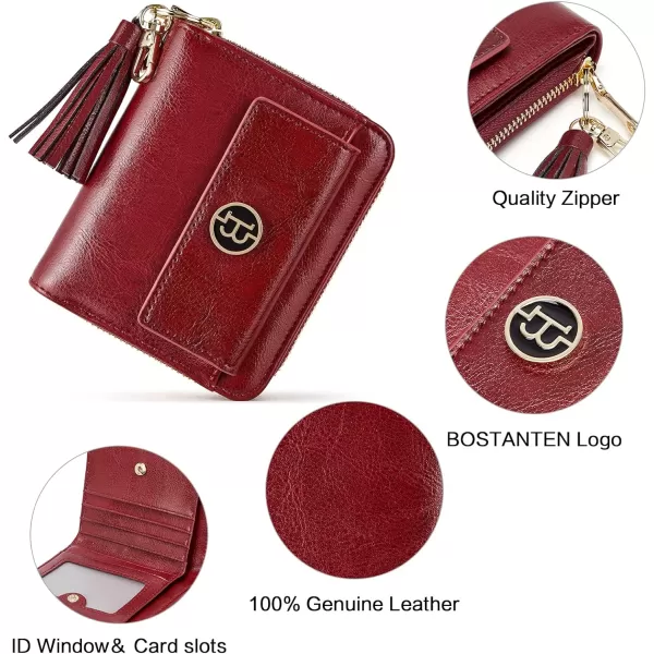 BOSTANTEN Leather Wallets for Women RFID Blocking Zipper Pocket Small Bifold Wallet Card Case