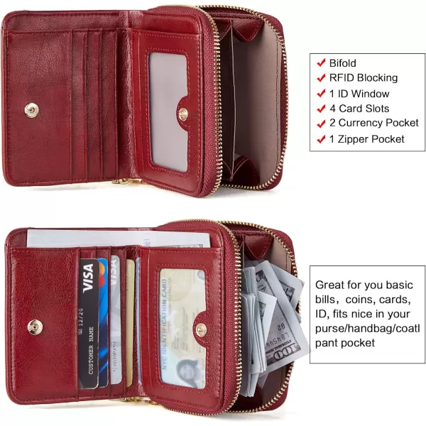 BOSTANTEN Leather Wallets for Women RFID Blocking Zipper Pocket Small Bifold Wallet Card Case