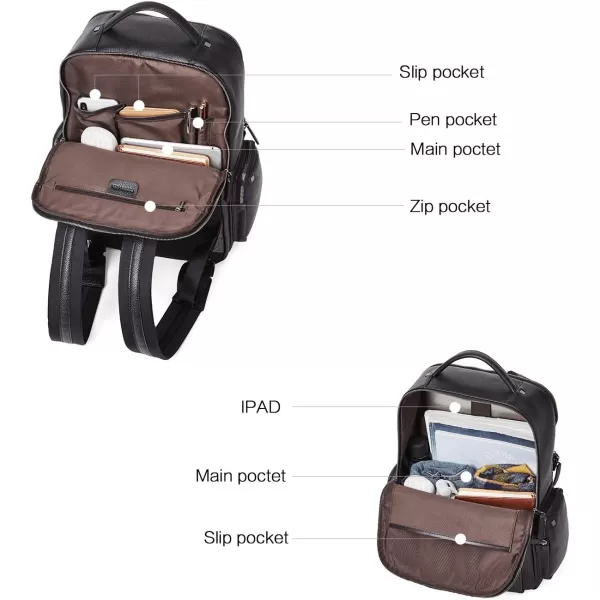 BOSTANTEN Men Leather Backpack 15.6” Laptop Backpack Travel Business Office Bag Large Capacity College