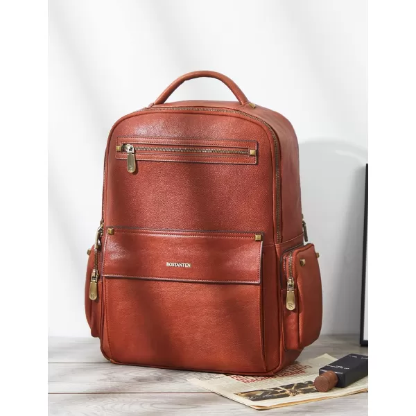 BOSTANTEN Men Leather Backpack 15.6” Laptop Backpack Travel Business Office Bag Large Capacity College