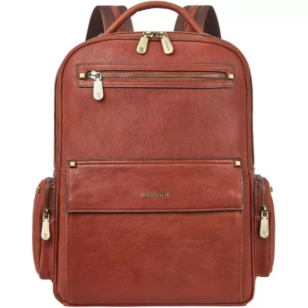 BOSTANTEN Men Leather Backpack 15.6” Laptop Backpack Travel Business Office Bag Large Capacity College
