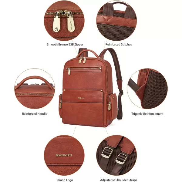BOSTANTEN Men Leather Backpack 15.6” Laptop Backpack Travel Business Office Bag Large Capacity College