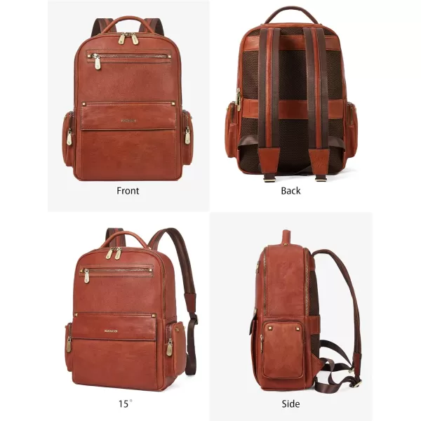 BOSTANTEN Men Leather Backpack 15.6” Laptop Backpack Travel Business Office Bag Large Capacity College