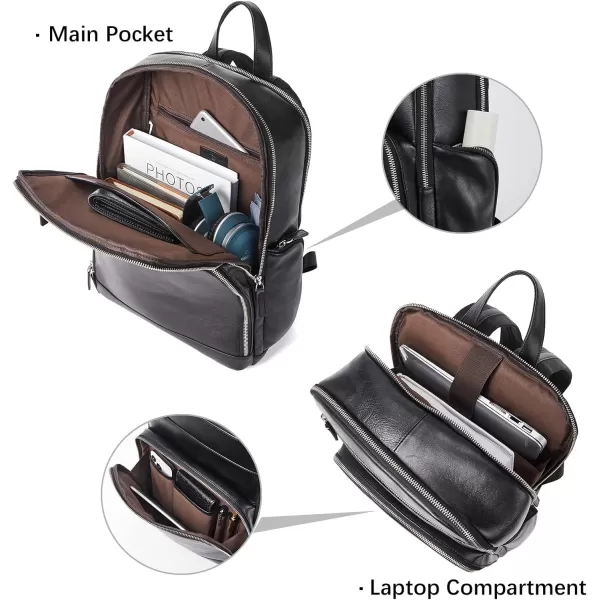 BOSTANTEN Men Leather Backpack 15.6” Laptop Backpack Travel Business Office Bag Large Capacity College