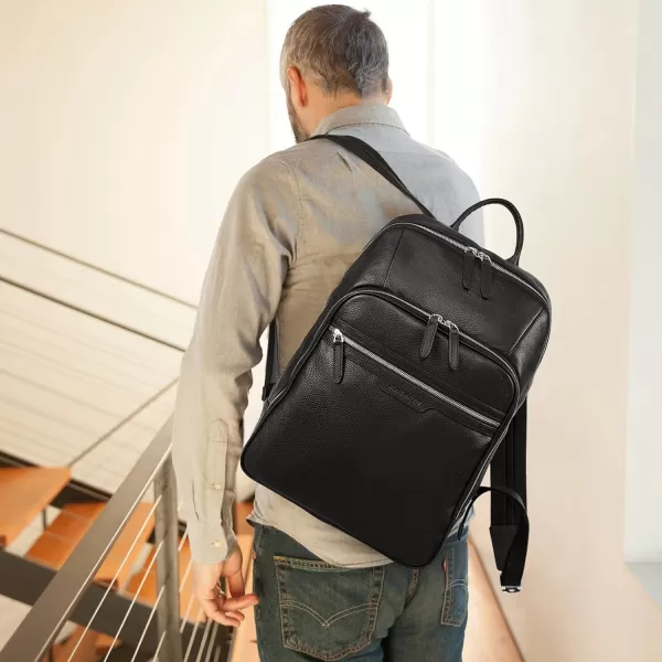 BOSTANTEN Men Leather Backpack, Vegetable Tanned Full Grain Leather 15.6 Inch Computer Backpack Business Work Daypack Vintage Travel Bags Redbrown