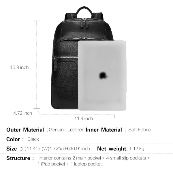 BOSTANTEN Men Leather Backpack, Vegetable Tanned Full Grain Leather 15.6 Inch Computer Backpack Business Work Daypack Vintage Travel Bags Redbrown