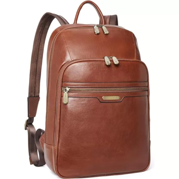 BOSTANTEN Men Leather Backpack, Vegetable Tanned Full Grain Leather 15.6 Inch Computer Backpack Business Work Daypack Vintage Travel Bags Redbrown