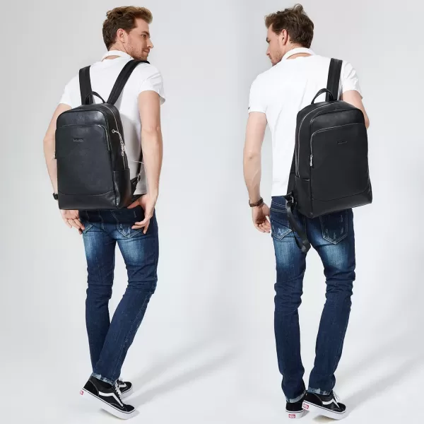 BOSTANTEN Men Leather Backpack, Vegetable Tanned Full Grain Leather 15.6 Inch Computer Backpack Business Work Daypack Vintage Travel Bags Redbrown